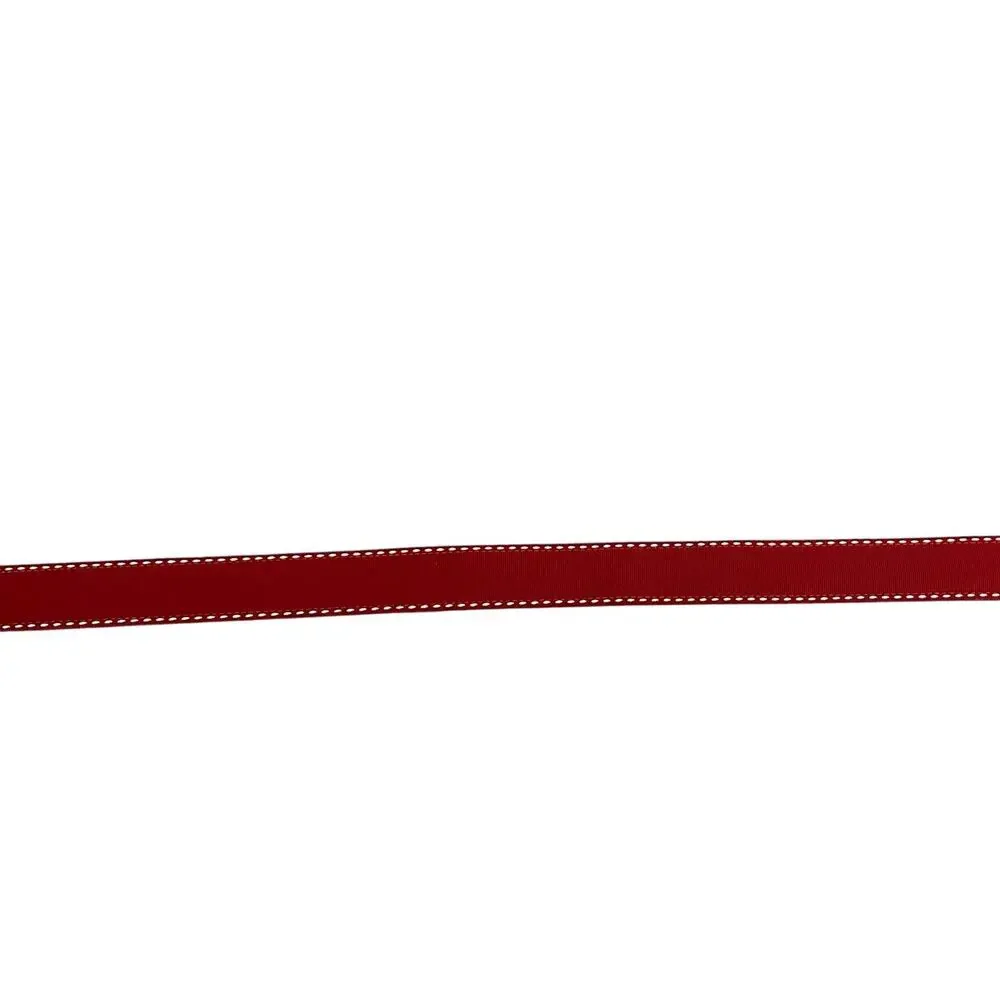 Liz Claiborne Red Fabric Genuine Leather Back Chrome Buckle Belt Women L / 32”